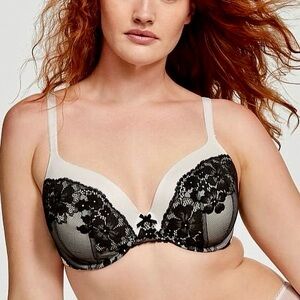 Victoria’s Secret Body by Victoria Black and White Lace Perfect Coverage Bra 36D
